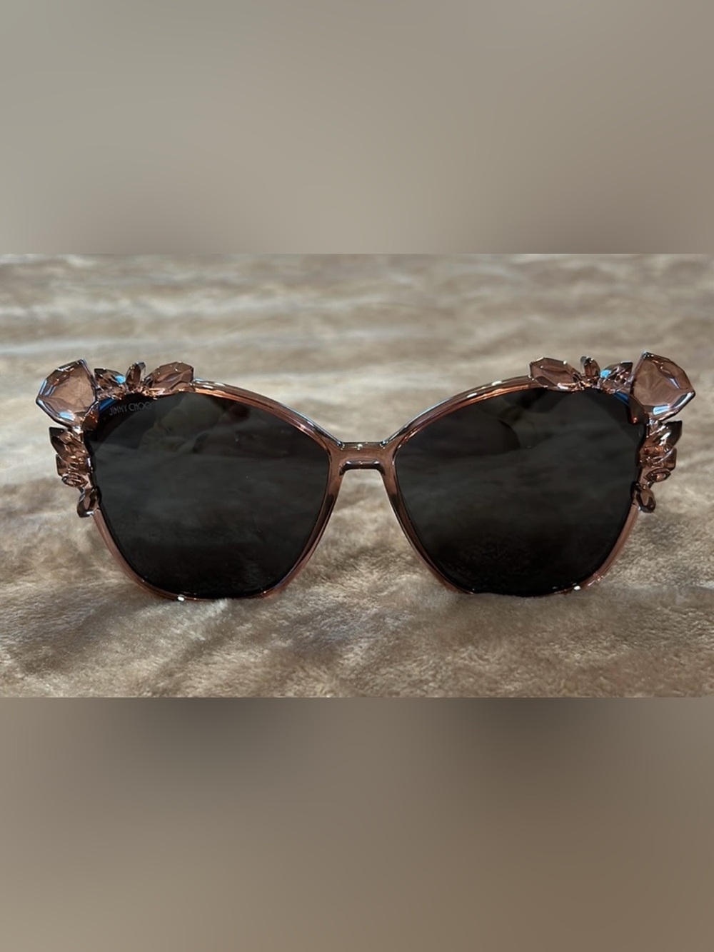 Jimmy Choo Rose-Tone Crystal Floral Butterfly Sunglasses - Picture 2 of 6